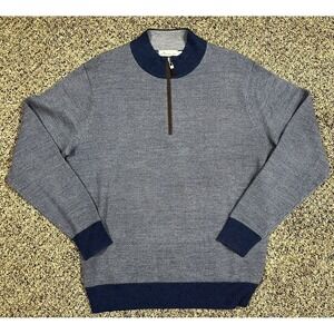 Peter Millar Sweater Men's Medium Blue 100% Merino Wool Half Zip Pullover Knit